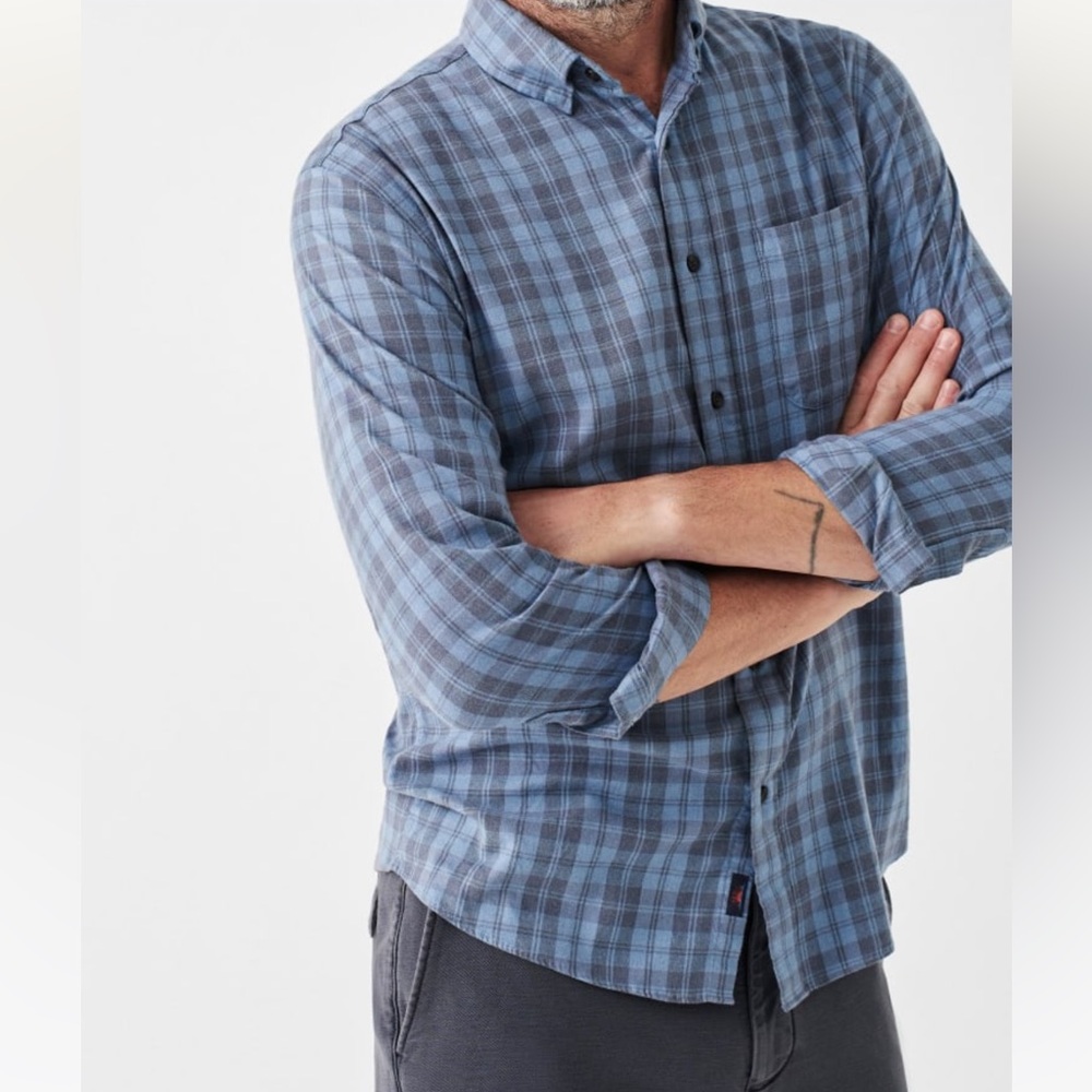 Faherty Gray-Blue Checkered Button Down Shirt